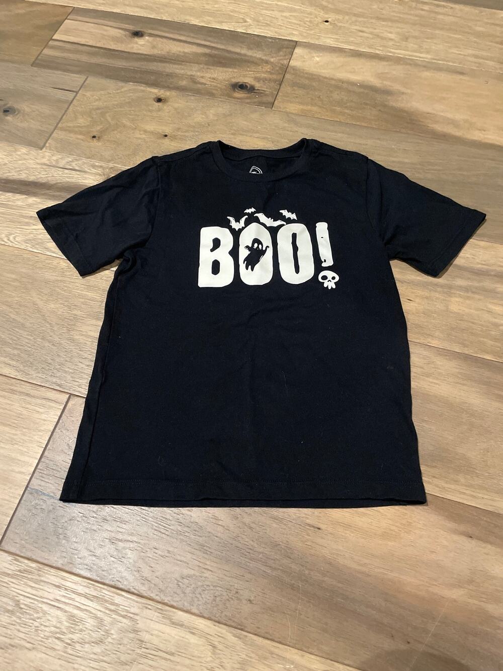 Wonder Nation Boys' Tee Shirt M Black Halloween 'BOO!' Graphic